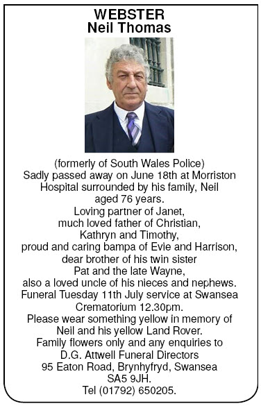 Obituary Neil Webster